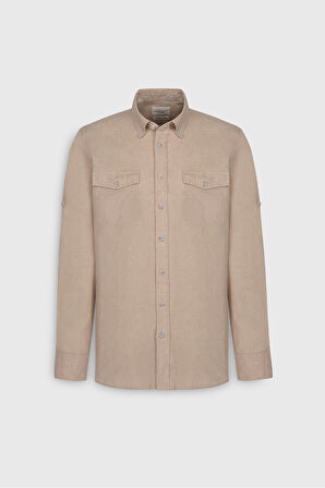 Slim Fit Dar Kesim Düğmeli Yaka Oxford %100 Pamuk Gömlek
