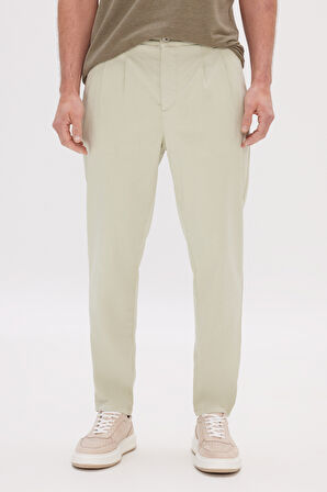 Pamuklu Slim Fit Dar Kesim Yan Cepli Pileli Casual Pantolon