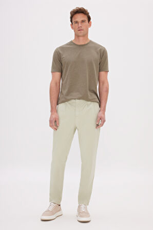 Pamuklu Slim Fit Dar Kesim Yan Cepli Pileli Casual Pantolon