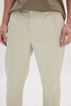 Pamuklu Slim Fit Dar Kesim Yan Cepli Pileli Casual Pantolon