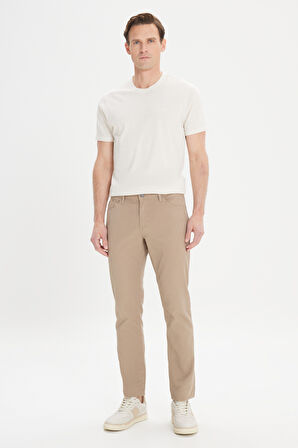 Slim Fit Dar Kesim 5 Cep Armürlü Esnek Pantolon
