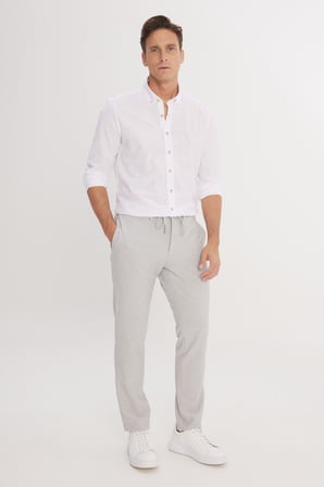Comfort Fit Yan Cepli Desenli Beli Lastikli Pantolon