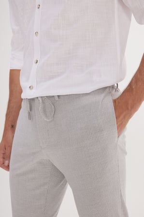 Comfort Fit Yan Cepli Desenli Beli Lastikli Pantolon