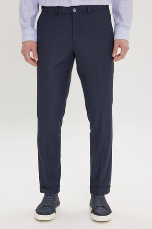 Slim Fit Kuş Gözü Desenli Esnek Beli Lastikli Bağlamalı Pantolon