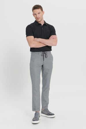 Comfort Fit Yan Cepli Desenli Beli Lastikli Pantolon