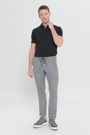 Comfort Fit Yan Cepli Desenli Beli Lastikli Pantolon