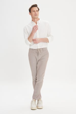Comfort Fit Yan Cepli Desenli Beli Lastikli Pantolon