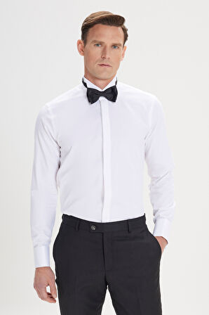 Slim Fit Dar Kesim Ata Yaka %100 Pamuk Gömlek