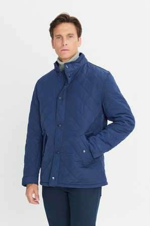Standart Fit Normal Kesim Dik Yaka Kapitone Desenli Overcoat