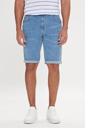 Slim Fit Dar Kesim Pamuklu Esnek Denim Şort