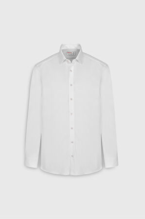 Slim Fit Dar Kesim Klasik Yaka Scuba Gömlek