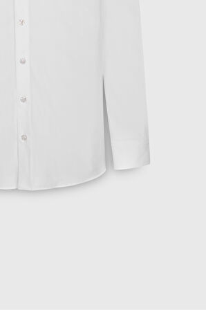Slim Fit Dar Kesim Klasik Yaka Scuba Gömlek