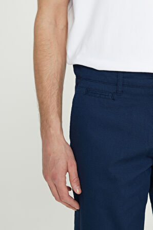 Slim Fit Dar Kesim Yan Cepli Gofre Desenli Şort