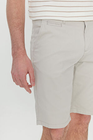Slim Fit Dar Kesim Yan Cepli Gofre Desenli Şort