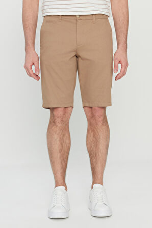 Slim Fit Dar Kesim Yan Cepli Gofre Desenli Şort