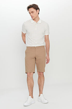 Slim Fit Dar Kesim Yan Cepli Gofre Desenli Şort