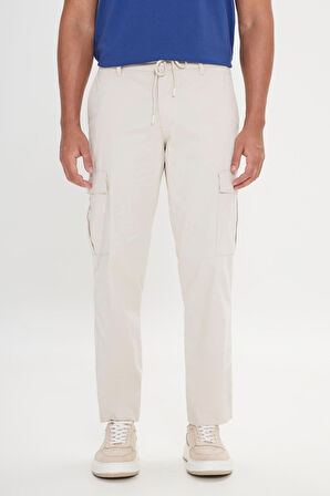 Comfort Fit Rahat Kesim Pamuklu Esnek Yan Cepli Kargo Pantolon