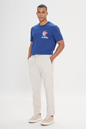 Comfort Fit Rahat Kesim Pamuklu Esnek Yan Cepli Kargo Pantolon