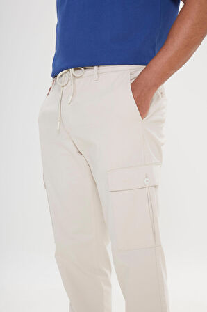 Comfort Fit Rahat Kesim Pamuklu Esnek Yan Cepli Kargo Pantolon