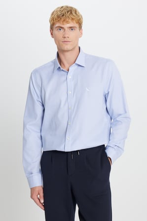 Non-Iron Ütü Gerektirmeyen %100 Pamuk Slim Fit Dar Kesim Klasik Yaka Armürlü Gömlek