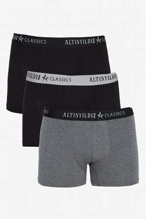 Standart Fit Modal Pamuk Desenli Esnek 3'lü Boxer Paketi