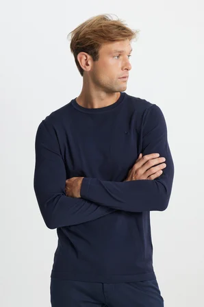 Standart Fit Normal Kesim Bisiklet Yaka Triko Basic Kazak