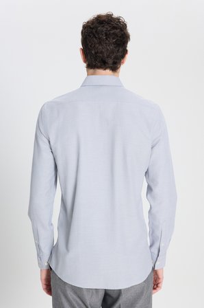 Pamuklu Slim Fit Dar Kesim Klasik Yaka Armürlü Gömlek