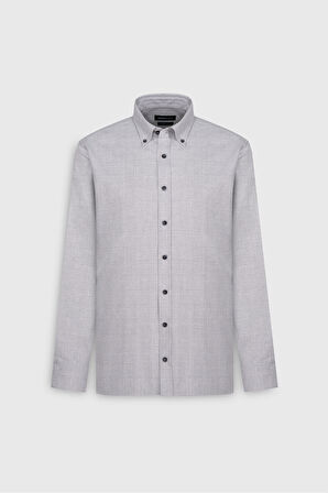 Oxford Slim Fit Dar Kesim Düğmeli Yaka Kareli Esnek Gömlek