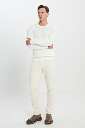 Pamuklu Standart Fit Normal Kesim Bisiklet Yaka Petek Dokulu Triko Kazak