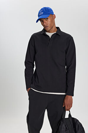 Pamuklu Slim Fit Dar Kesim Uzun Kollu Esnek Polo Yaka Tişört