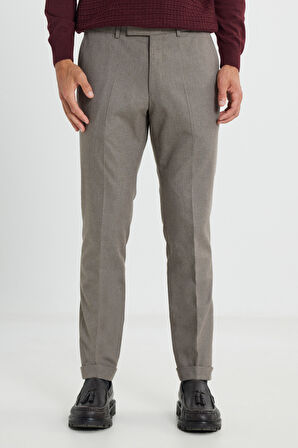 Slim Fit Dar Kesim Beli Gizli Lastikli Yan Cepli Esnek Klasik Pantolon
