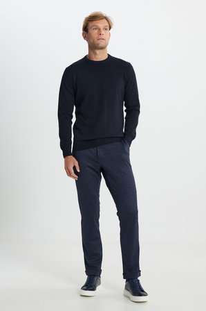 Yünlü Slim Fit Dar Kesim Desenli Yan Cep Pantolon