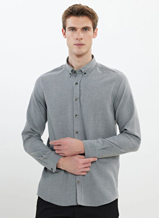 Altınyıldız Classics Slim Fit Düğmeli Yaka Açık Gri Erkek Gömlek ACE202510303_GÖMLEK PAR DY