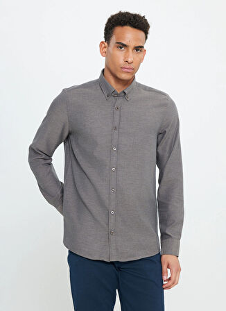 Altınyıldız Classics Slim Fit Düğmeli Yaka Kahve Erkek Gömlek ACE202510303_GÖMLEK PAR DY