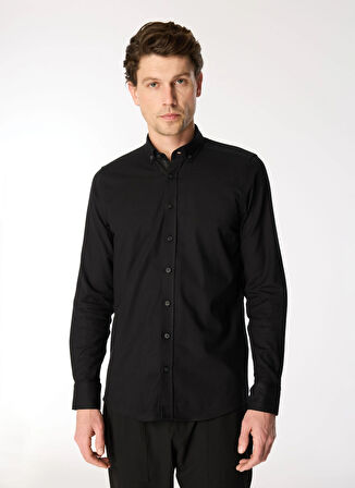 Altınyıldız Classics Slim Fit Düğmeli Yaka Siyah Erkek Gömlek ACE202510305_GÖMLEK PAR DY