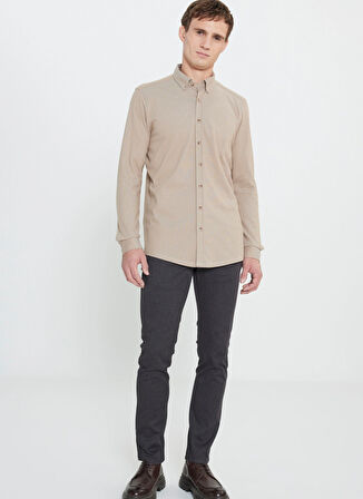 Altınyıldız Classics Slim Fit Düğmeli Yaka Vizon Erkek Gömlek ACE202510304_GÖMLEK PAR DY