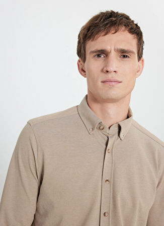 Altınyıldız Classics Slim Fit Düğmeli Yaka Vizon Erkek Gömlek ACE202510304_GÖMLEK PAR DY