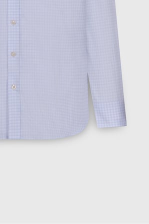 %100 Pamuk Comfort Fit Rahat Kesim Gizli Düğmeli Yaka Kareli Gömlek