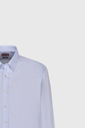 %100 Pamuk Comfort Fit Rahat Kesim Gizli Düğmeli Yaka Kareli Gömlek