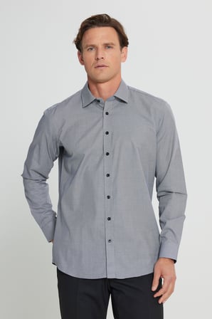 %100 Pamuk Comfort Fit Rahat Kesim Klasik Yaka Armürlü Gömlek