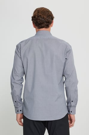 %100 Pamuk Comfort Fit Rahat Kesim Klasik Yaka Armürlü Gömlek