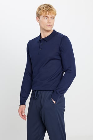 Yünlü Standart Fit Normal Kesim Polo Yaka Triko Kazak