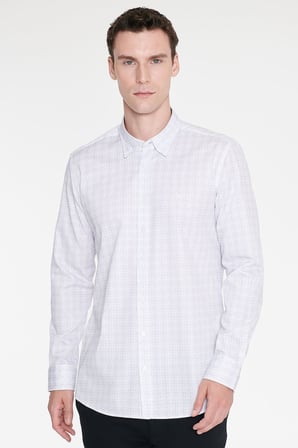 %100 Pamuk Slim Fit Dar Kesim Klasik Yaka Baskılı Gömlek