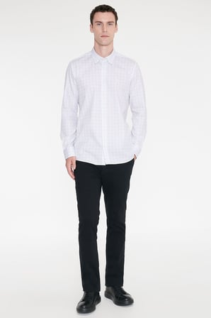%100 Pamuk Slim Fit Dar Kesim Klasik Yaka Baskılı Gömlek