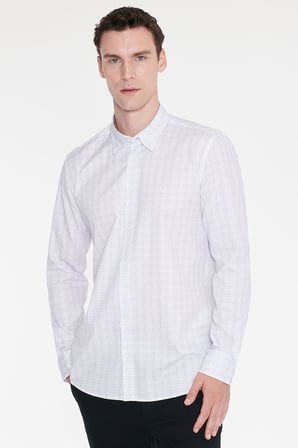 %100 Pamuk Slim Fit Dar Kesim Klasik Yaka Baskılı Gömlek