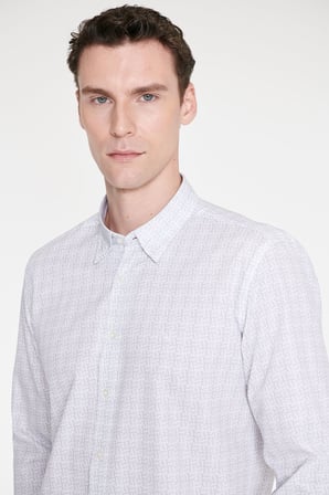 %100 Pamuk Slim Fit Dar Kesim Klasik Yaka Baskılı Gömlek