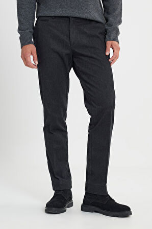 Comfort Fit Rahat Kesim Pamuklu Esnek Diagonal Desenli Yan Cep Casual Pantolon