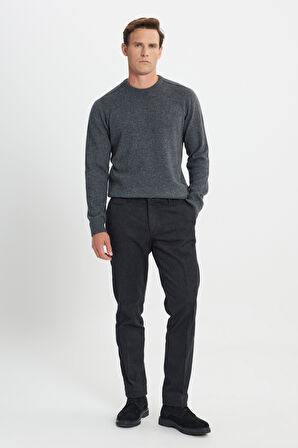 Comfort Fit Rahat Kesim Pamuklu Esnek Diagonal Desenli Yan Cep Casual Pantolon