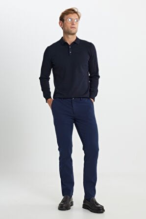Slim Fit Dar Kesim Pamuklu Esnek Armürlü Yan Cep Pantolon