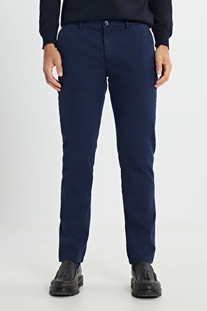 Slim Fit Dar Kesim Pamuklu Esnek Armürlü Yan Cep Pantolon